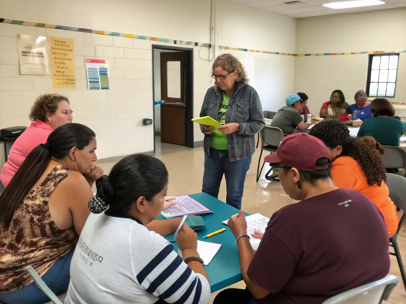 A classroom setting with an instructor leading an educational workshop on alcohol addiction. Participants are actively listening and taking notes, representing learning and awareness.